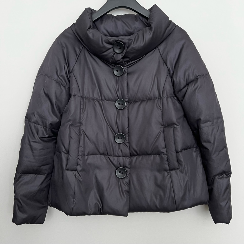 Charcoal Soft Cocoon Puffer Coat